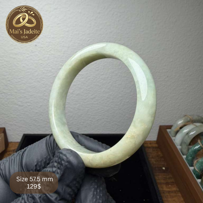 Mai's Jewelry Type A Natural Jadeite Bangle| 57.5mm | BA27