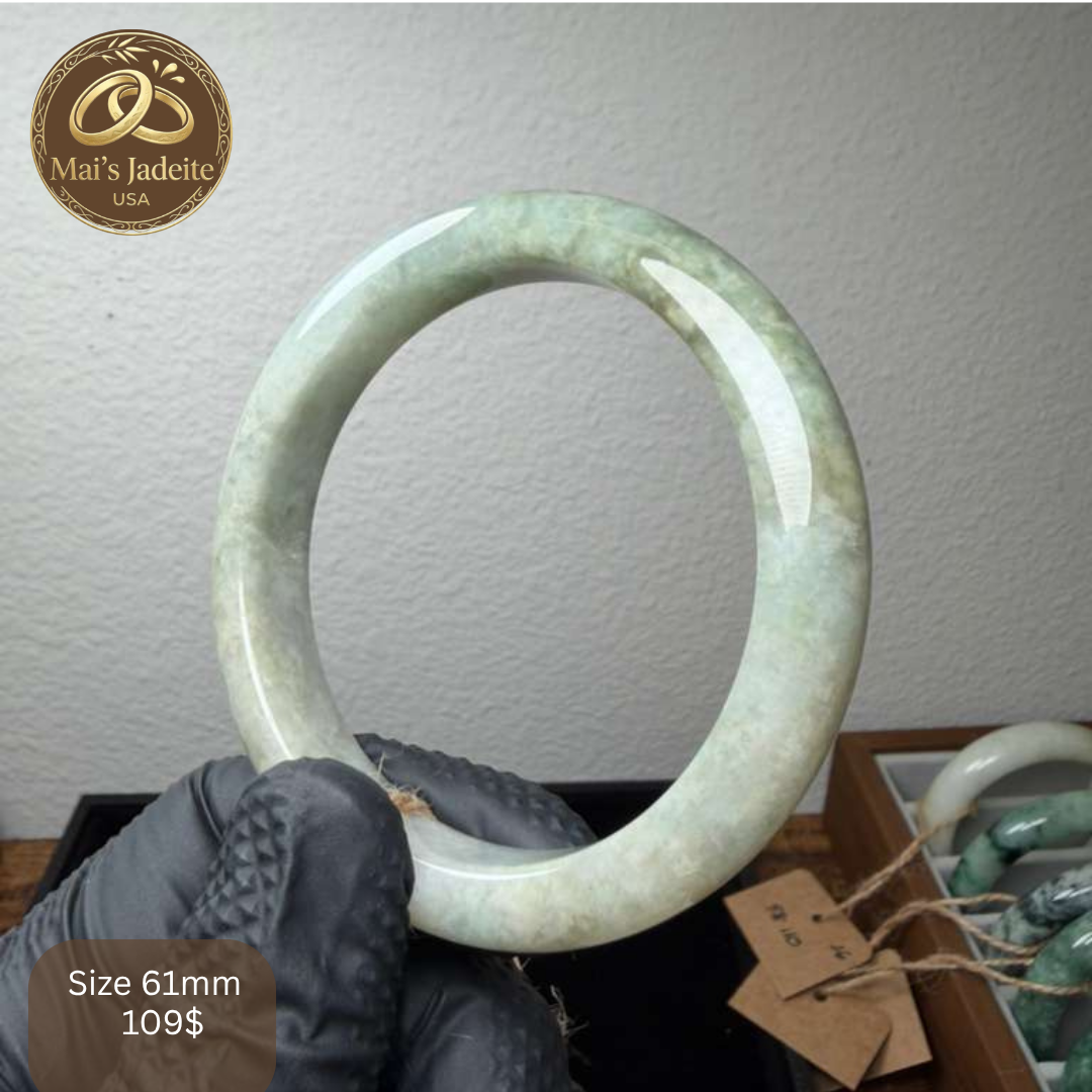 Mai's Jewelry Type A Natural Jadeite Bangle | 61mm |  BA14