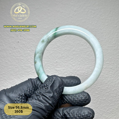 Mai's Jewelry Type A Natural Jadeite Bangle| 56.8 mm | BA46