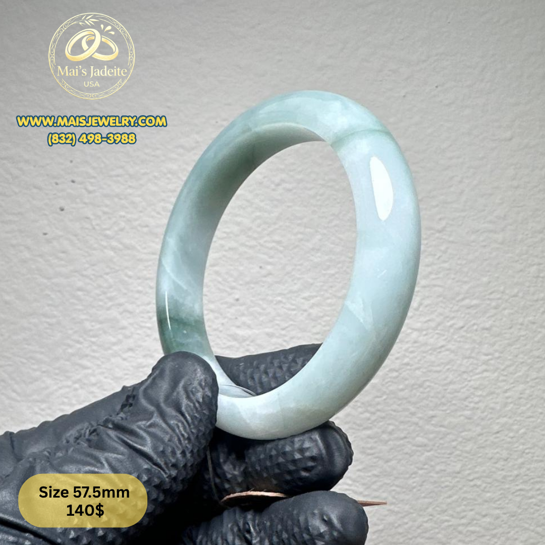 Mai's Jewelry Type A Natural Jadeite Bangle| 57.7 mm | BA47