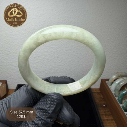 Mai's Jewelry Type A Natural Jadeite Bangle| 57.5mm | BA27
