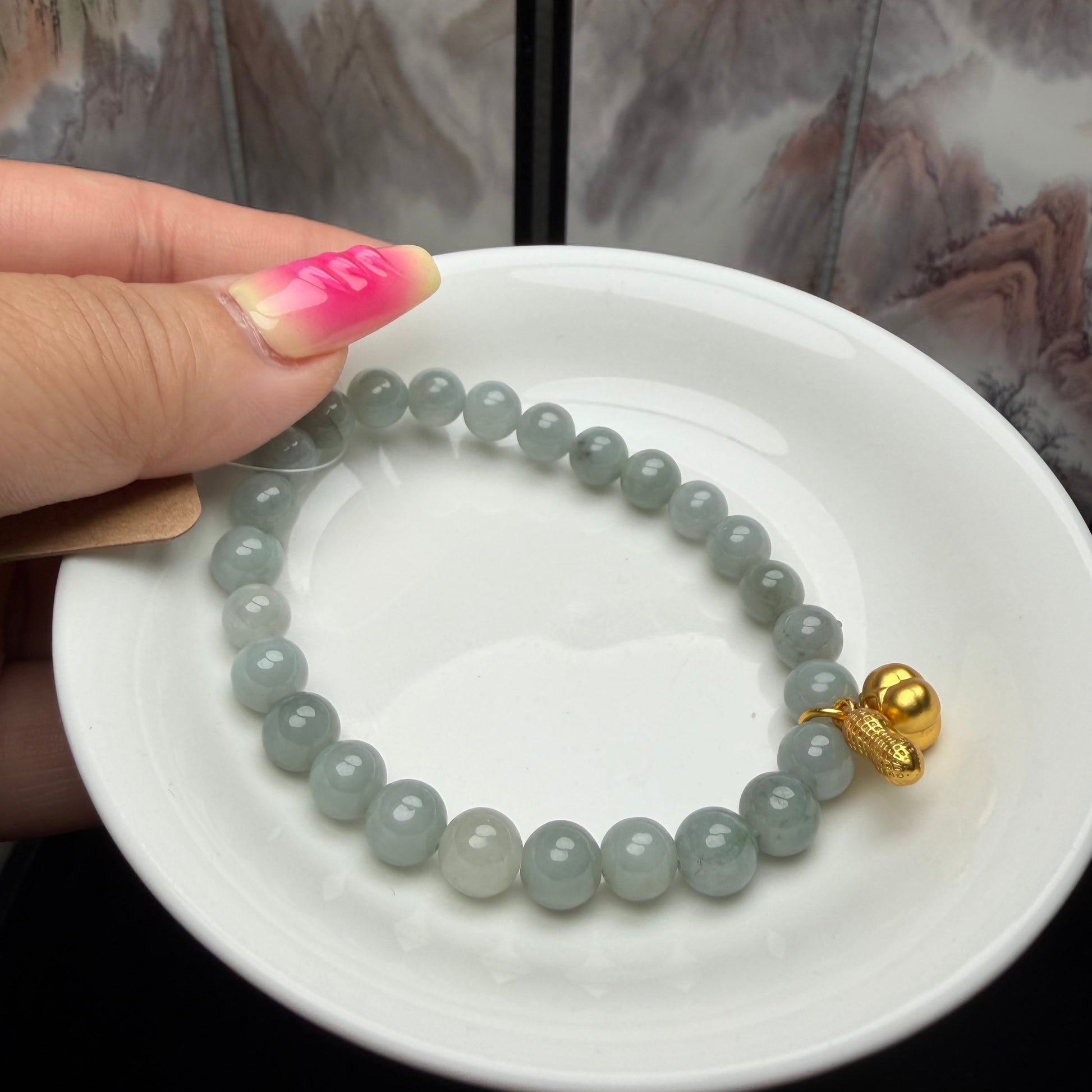natural-type-a-blue-burmese-jadeite-jade-beaded-bracelet-7-8mm-gold-charms-mais-jewelry