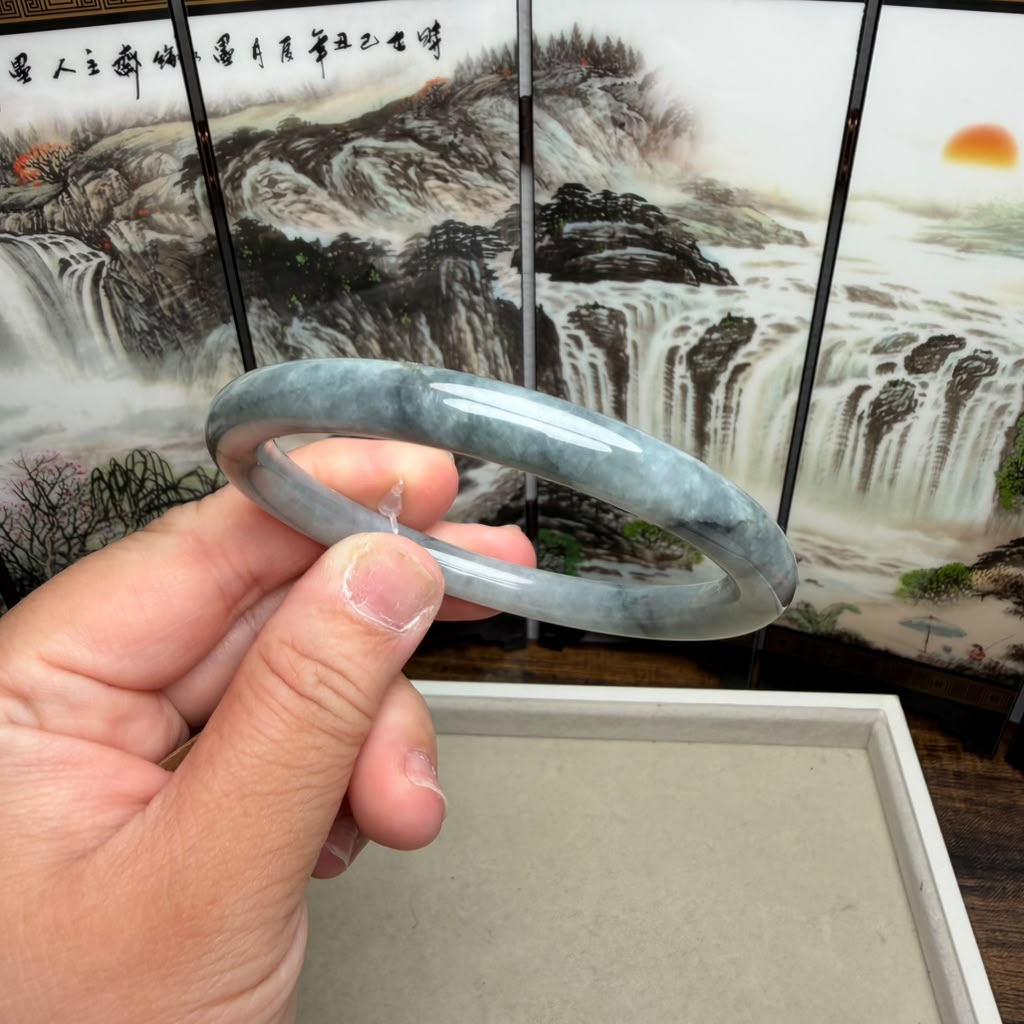 Type A Burmese Jadeite Jade Bangle | Size 60.5mm | SKU 503